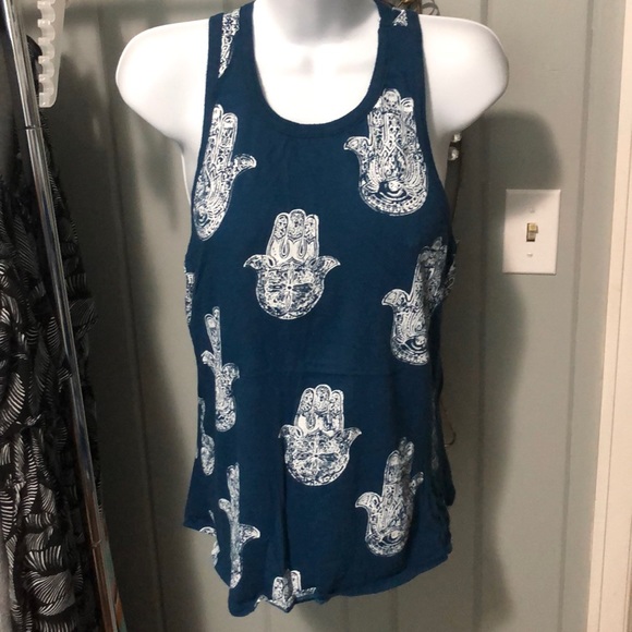 Chaser Tops - Chaser blue Hamsa print tank size medium